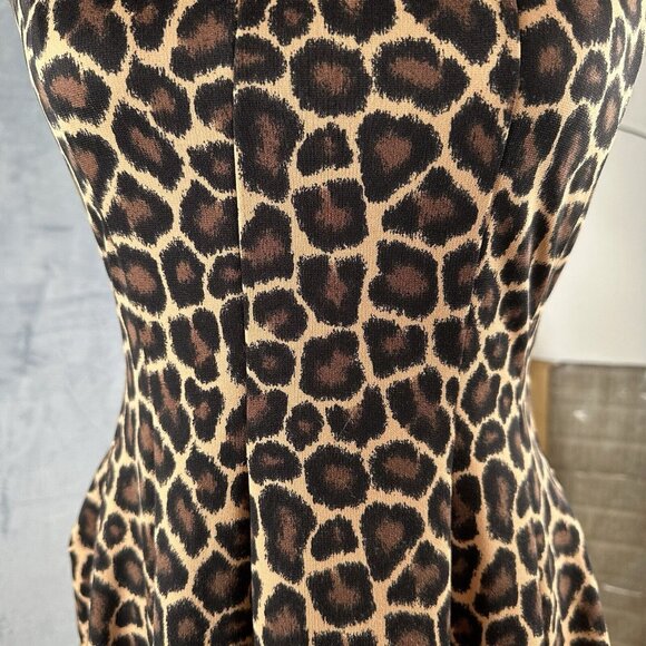 MICHAEL KORS Fit Flair Dress Women’s Sz 0 Cheetah Leopard Animal Print Jacquard - Picture 12 of 16
